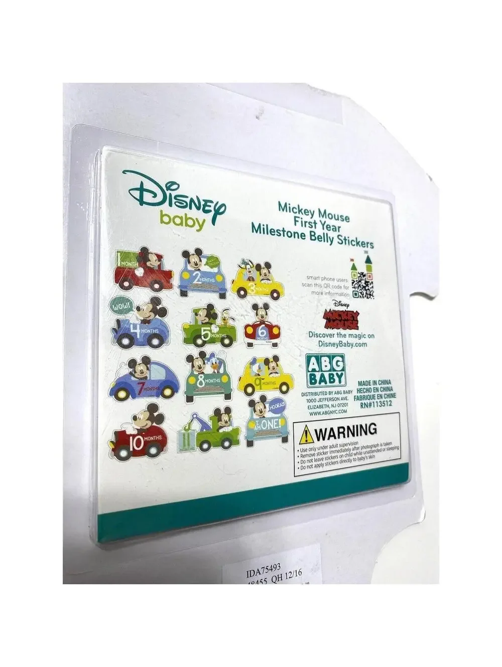 Disney Baby Mickey Mouse Monthly Milestone Belly Stickers, First Year Photo Prop